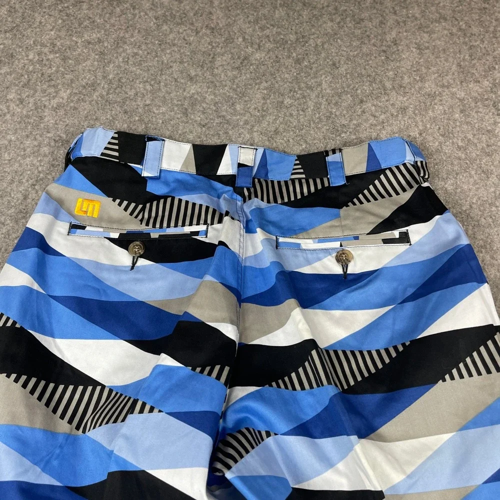 Loudmouth Golf Knickers Pants Mens 32 Abstract Geometric AOP Blue Black Grey